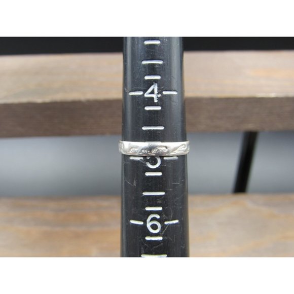 Size 4.75 Sterling Silver Petite Worn Ocean Waves Band Ring - Picture 4 of 6